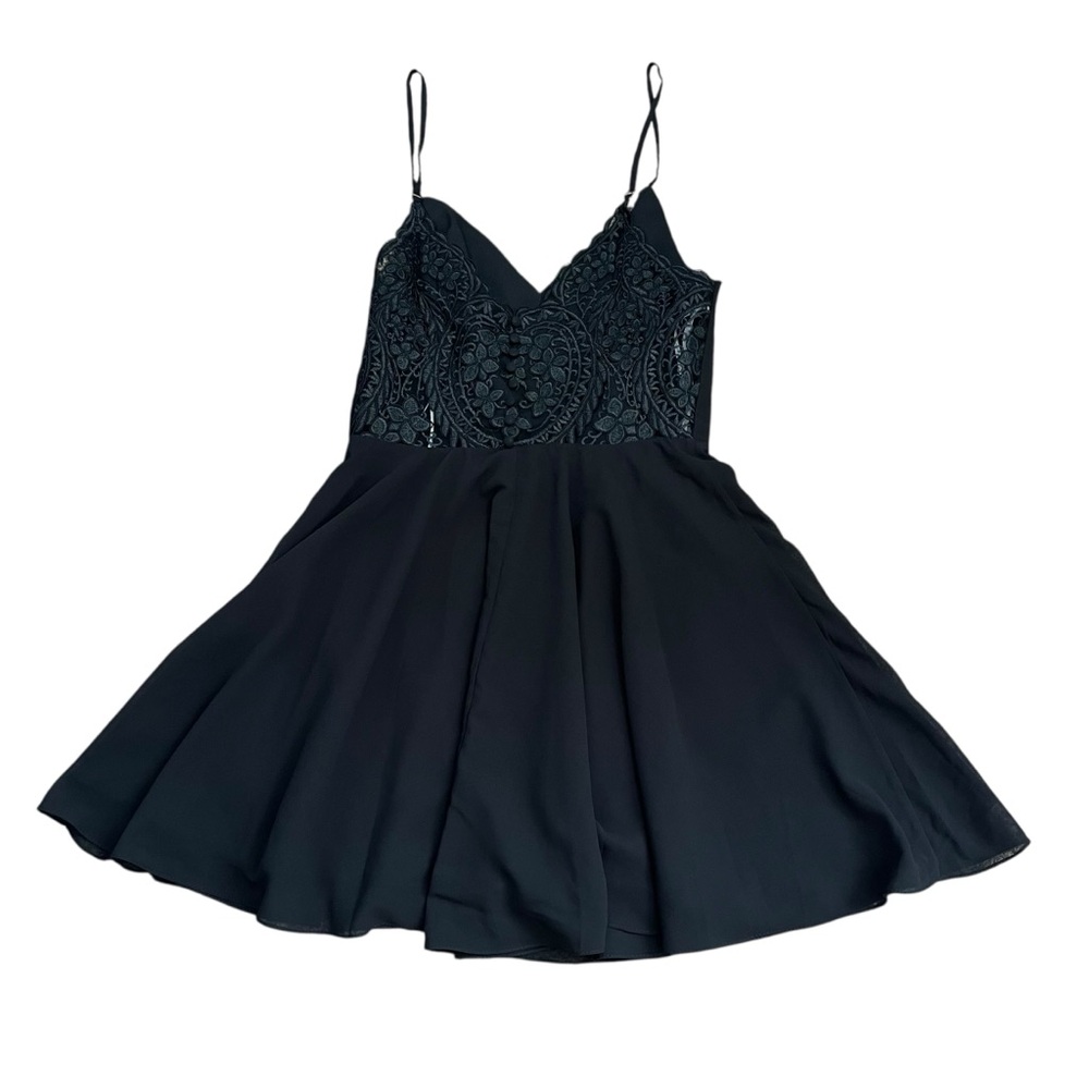 Lulus Black Skater Dress LBD V Neck Party Wedding Guest Mini Size L NWT - Picture 5 of 12